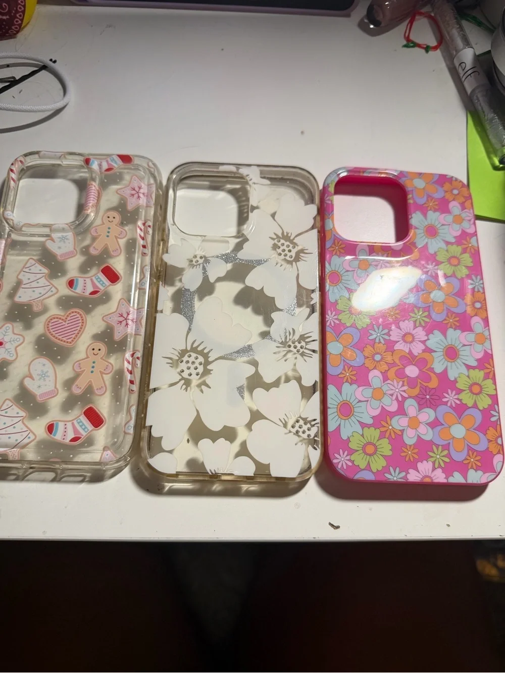 iPhone 14 pro max Case Bundle - Floral White & Pink Patterned Designs